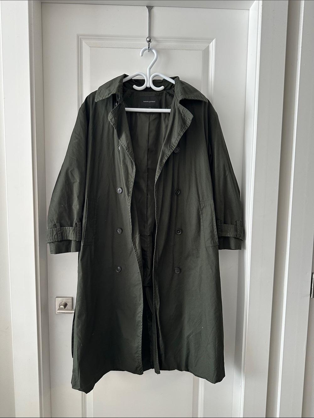 Banana Republic Olive Green Double-Breasted Trench Coat